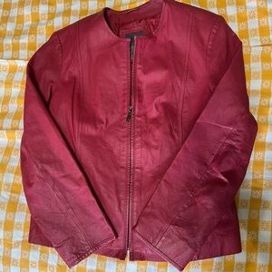 Red leather jacket